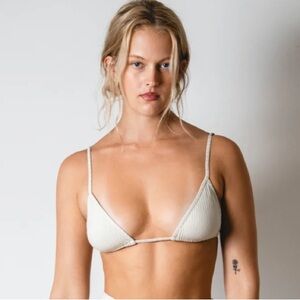 STUDIO K YOGAWEAR | Ivory Rib Triangle Bralette Adjustable Straps | Organic